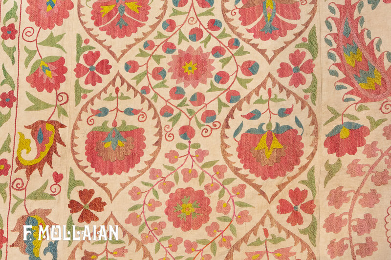 Old Uzbeck Embroidery Suzani Silk Textile n°:90996398